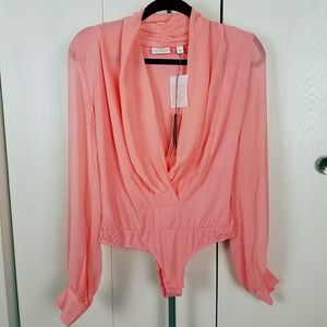 NY & C pink Surplice Deep V-neck Bodysuit